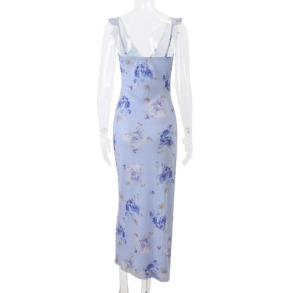 Florales Maxikleid mit tiefem Rückenausschnitt für den Sommer
