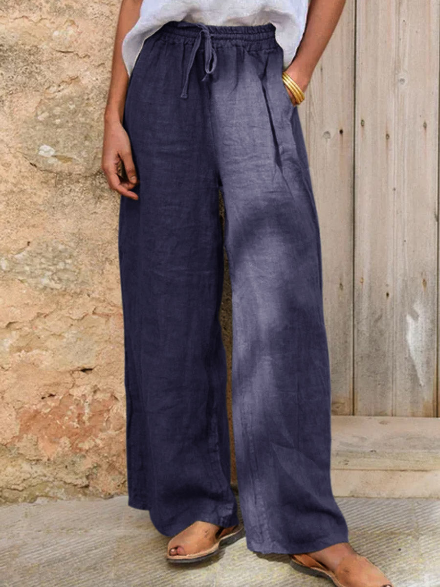 Damen Casual Baumwolle Leinen Hose