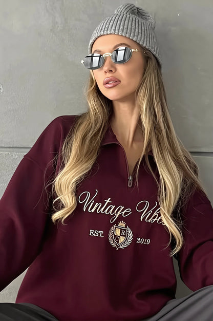 Nahaufnahme von Stoff und Bündchen des Damen Sweatshirts
