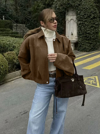 Damen Jacke aus Polyester in weiter Passform mit Cargo-Taschen und überschnittenen Schultern