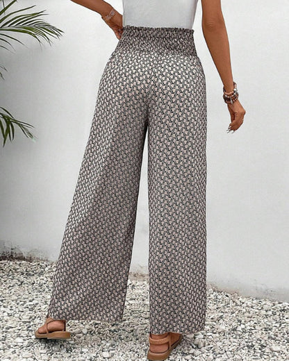 Damen weite Hose mit geometrischem Muster in Seitenansicht