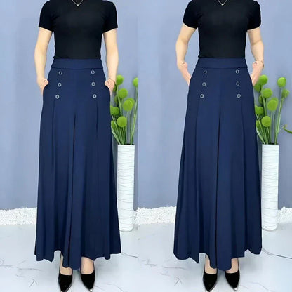 Damen Weite Hose Mit Elastischem Bund Business Casual