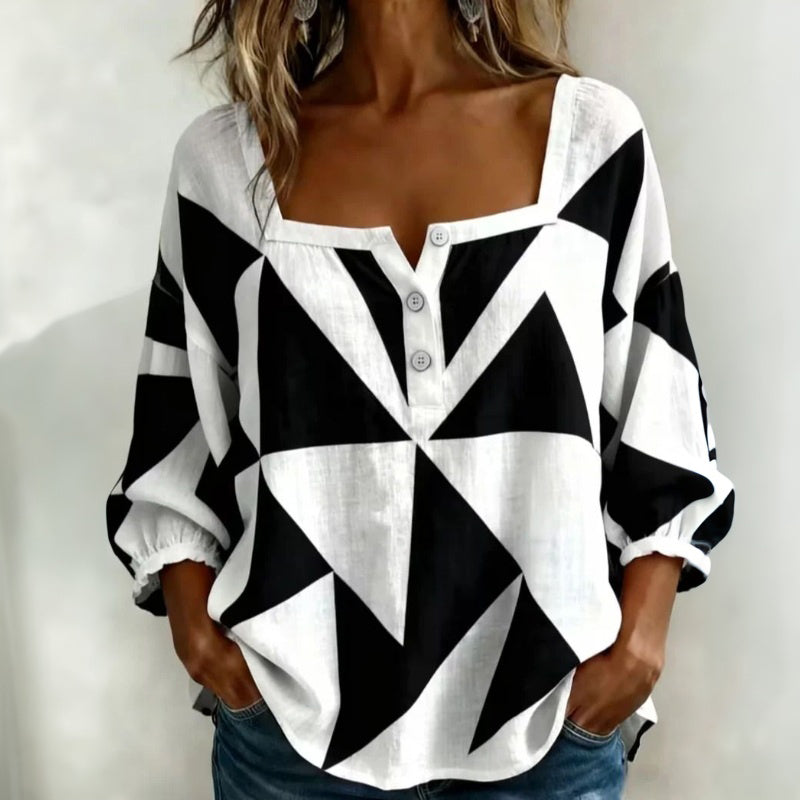Bluse mit geometrischem Muster, legerer Schnitt