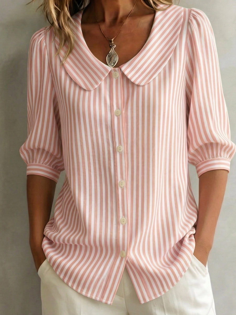 Vintage Baumwollbluse mit Claudine-Kragen