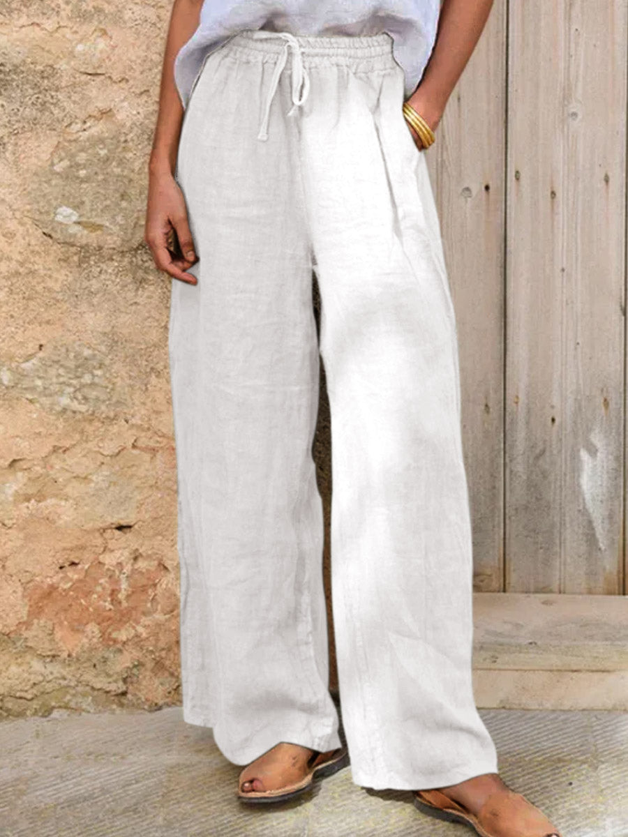 Damen Casual Baumwolle Leinen Hose