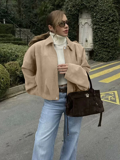 Damen Jacke aus Polyester in weiter Passform mit Cargo-Taschen und überschnittenen Schultern