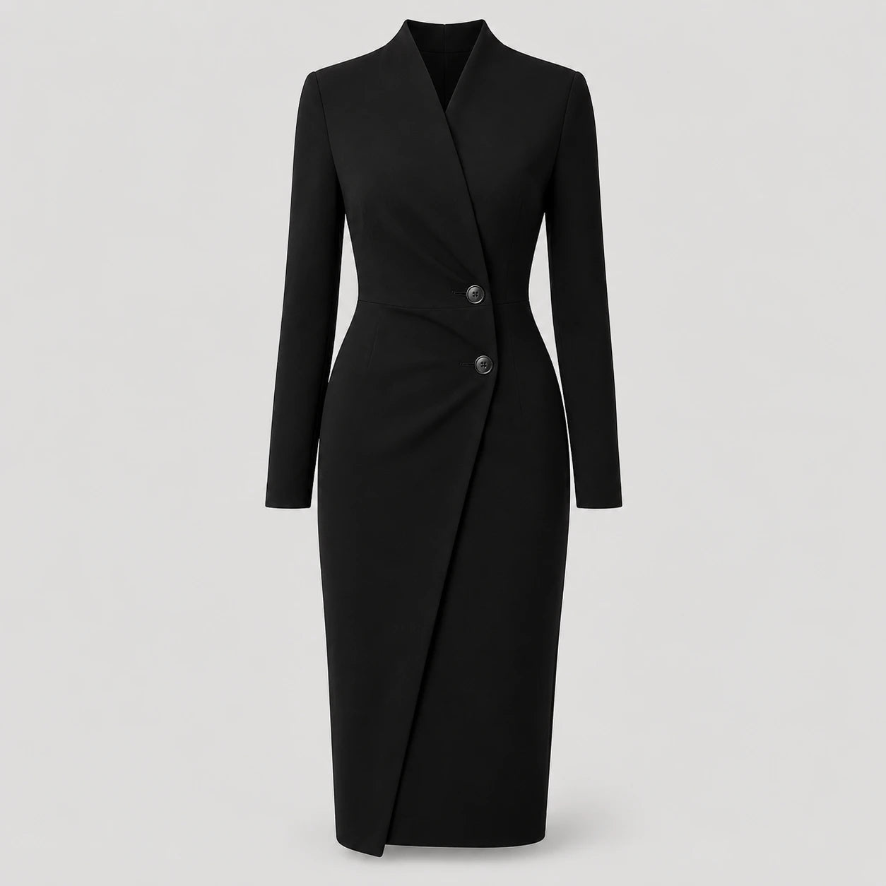 Figurbetontes Wickel-Midikleid für Damen mit Schalkragen