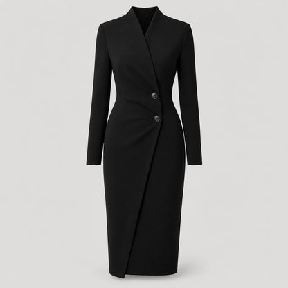 Figurbetontes Wickel-Midikleid für Damen mit Schalkragen