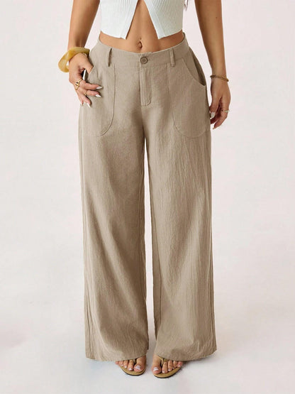 Weite Hose aus Baumwoll-Leinen-Mischung mit hoher Taille