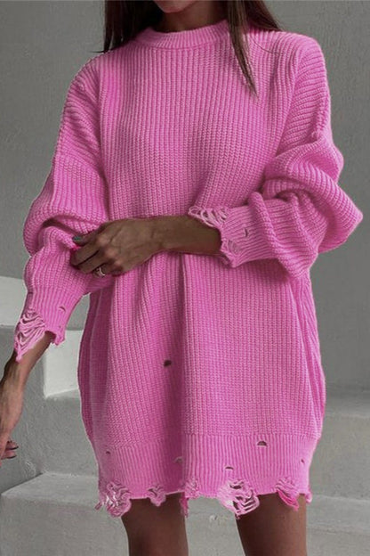 Seitliche Ansicht des Damen-Strickpullovers mit weitem Schnitt