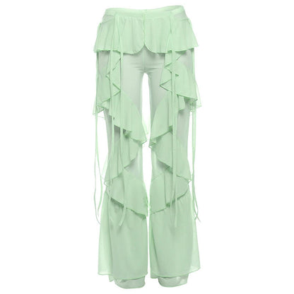 Damen Baumwollnetz Rüschenschal Wickelhose