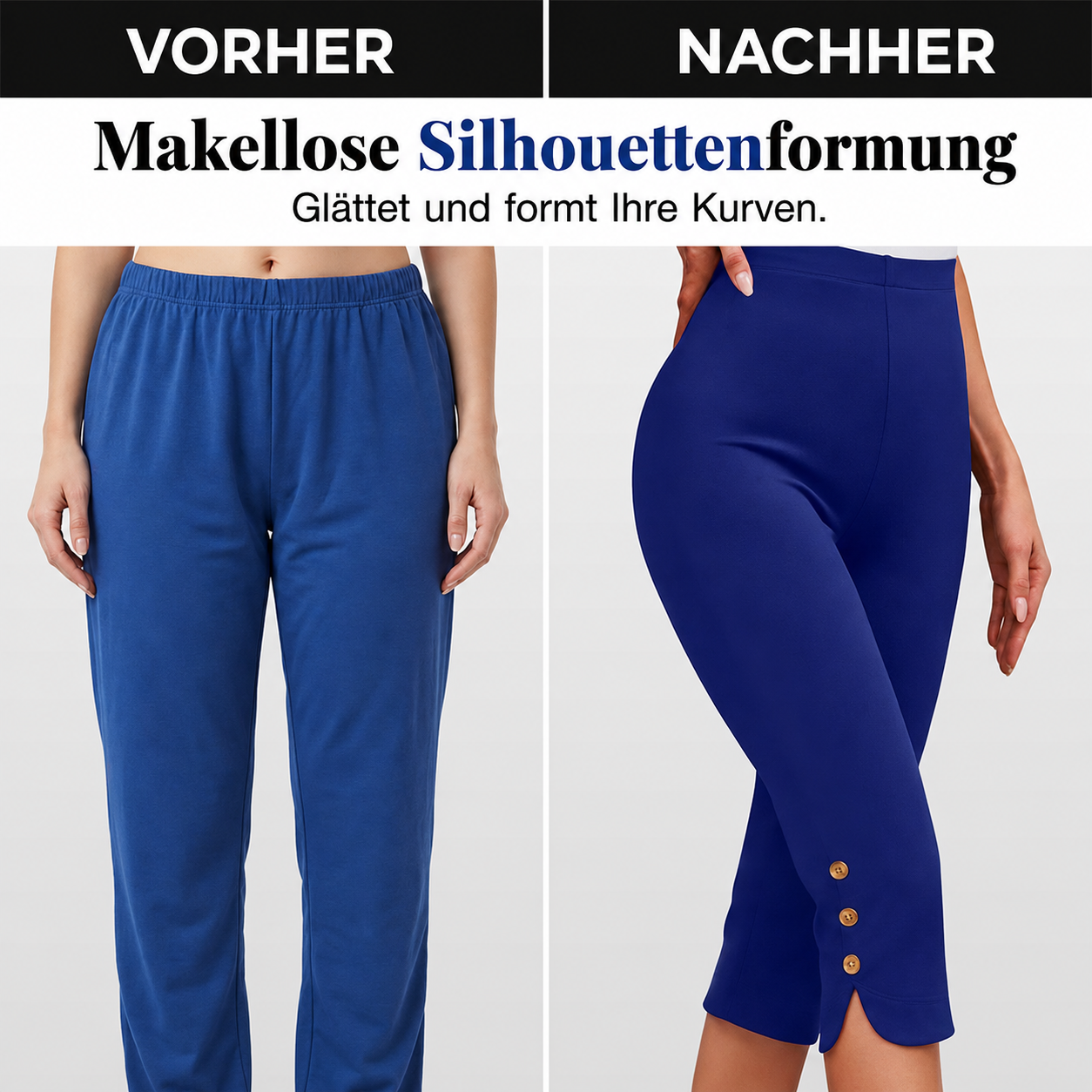 High-Waist Stretch-Culottes mit seitlichen Knopfdetails für Damen