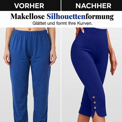 High-Waist Stretch-Culottes mit seitlichen Knopfdetails für Damen