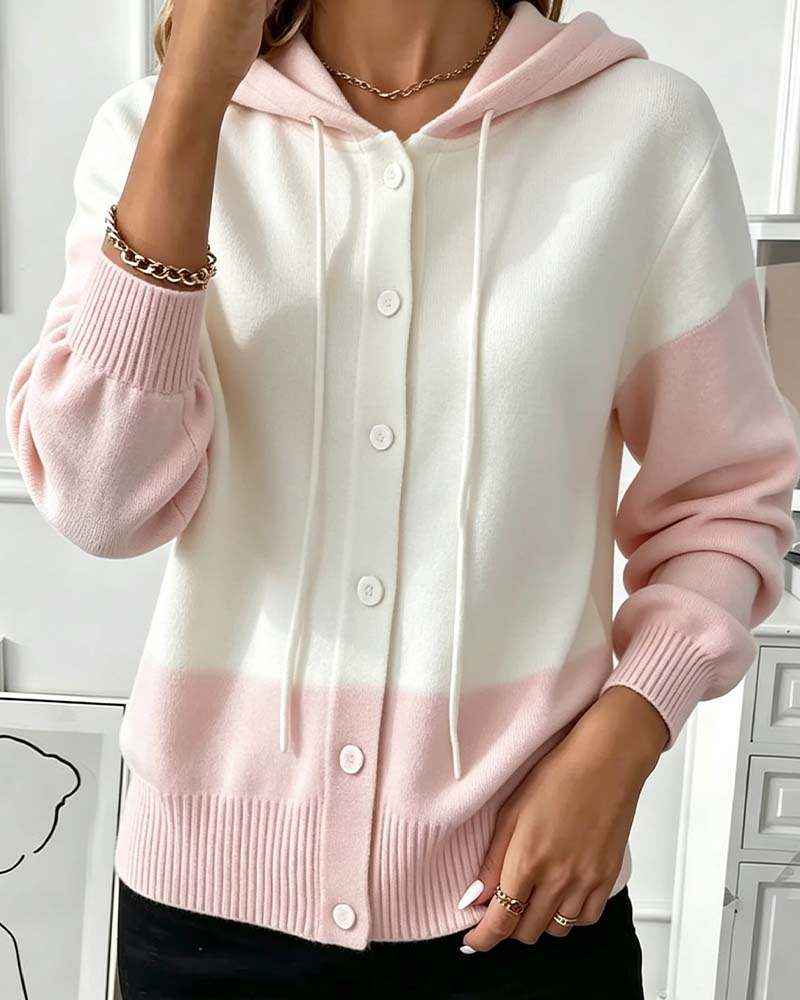 Kapuzencardigan aus Strick mit Kapuze im modernen Farbblockdesign