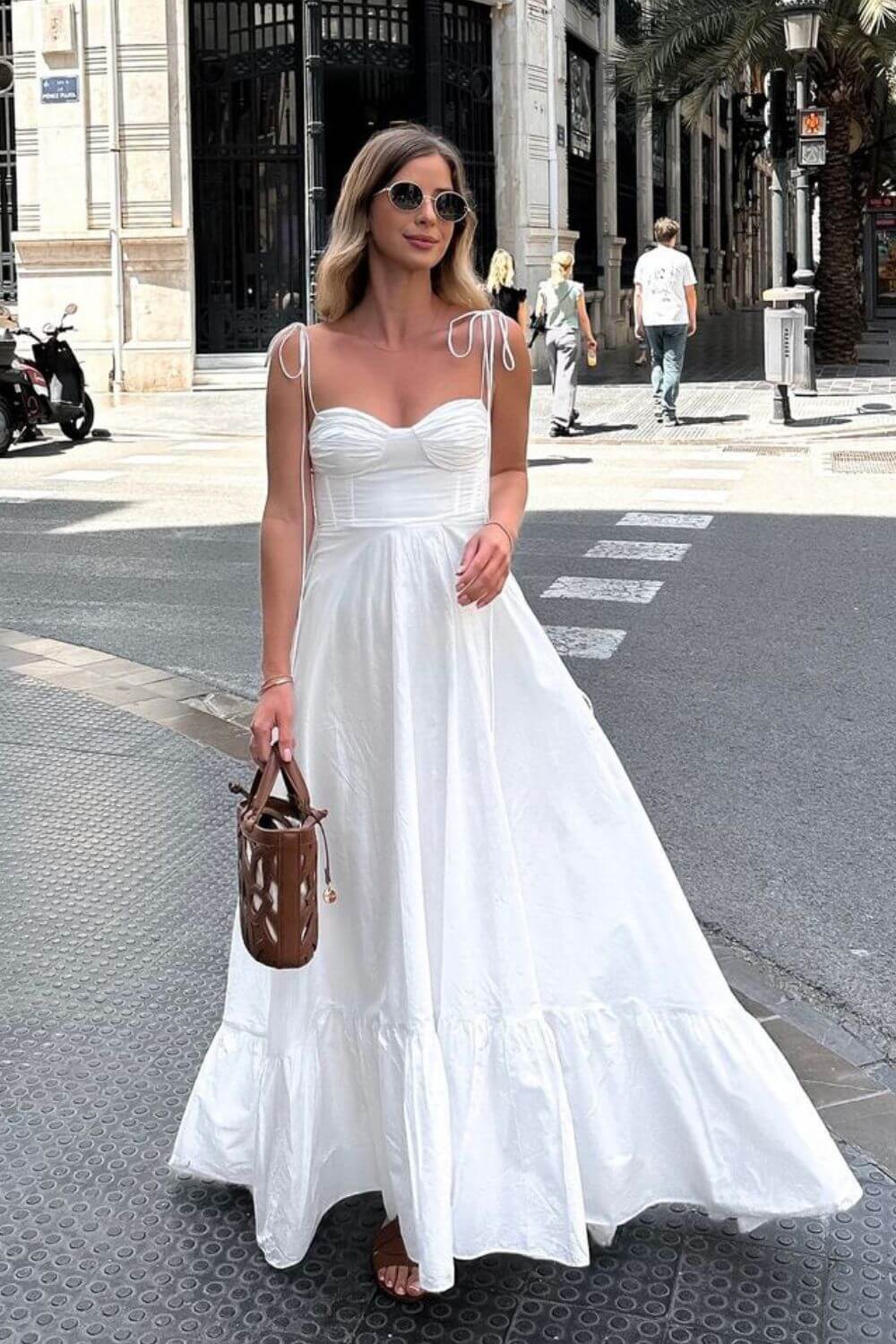 Polyester Knöchellanges langes Kleid Weiß