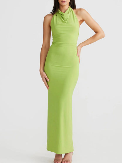 Damen Maxikleid Rückenfrei Mit Schlitz Und Enger Passform