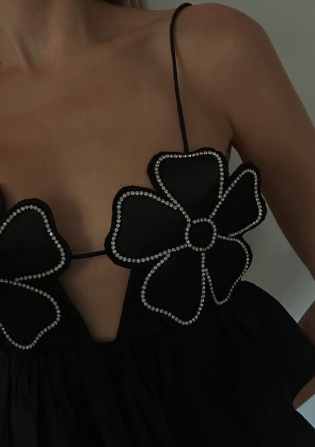 Damen Schwarzes Ärmelloses Arabella Top