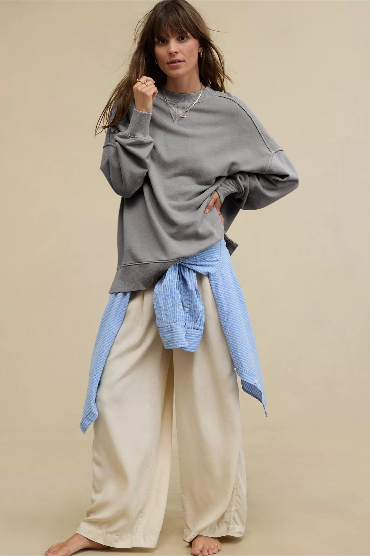 Bequemes Damen Sweatshirt in Oversize-Passform, Detailansicht