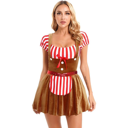 Damen Dirndl Kleid Traditionell Bayerisch Bequeme Passform