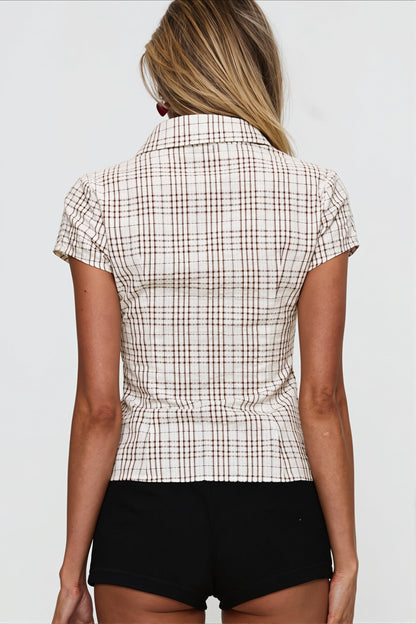 Damen Polobluse mit Polo-Kragen und kurzen Ärmeln