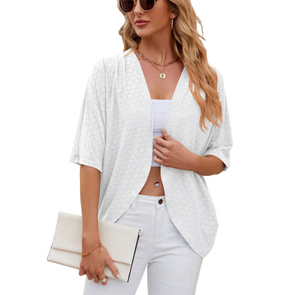Damen Cardigan Mit Offener Front Und Dreiviertelärmeln