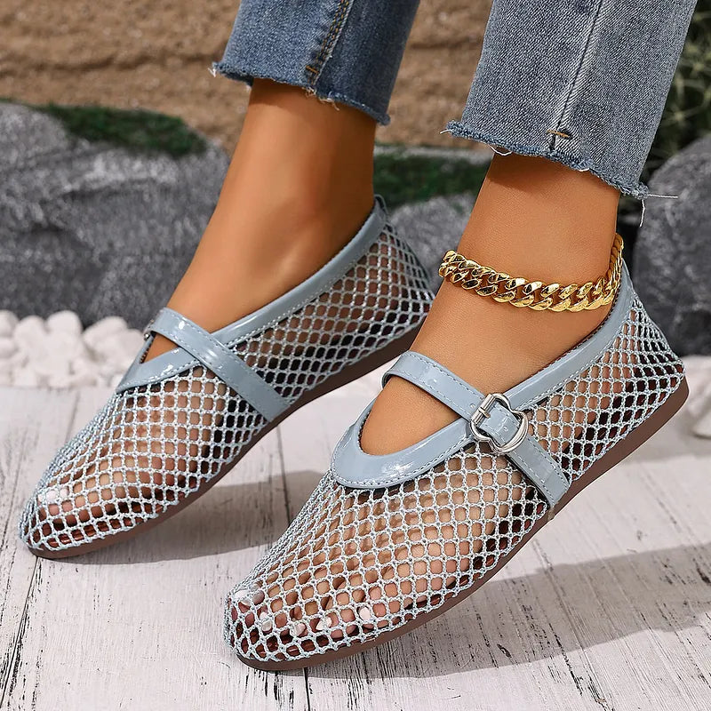 Damen Mary Jane Ballerinas aus Mesh, Ansicht von oben