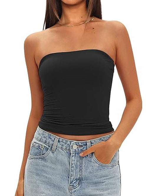 Damen Tanktop kurz und figurbetont in Uni-Farbe, Vorderansicht