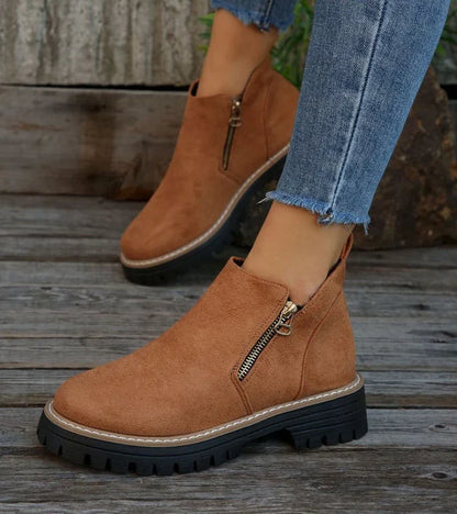 Damen-Stiefeletten mit sichtbarem Reißverschluss zum einfachen Anziehen