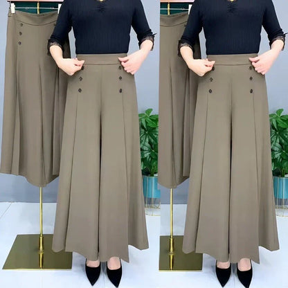 Damenhose mit weitem Bein in stilvoller Kombination für das Büro