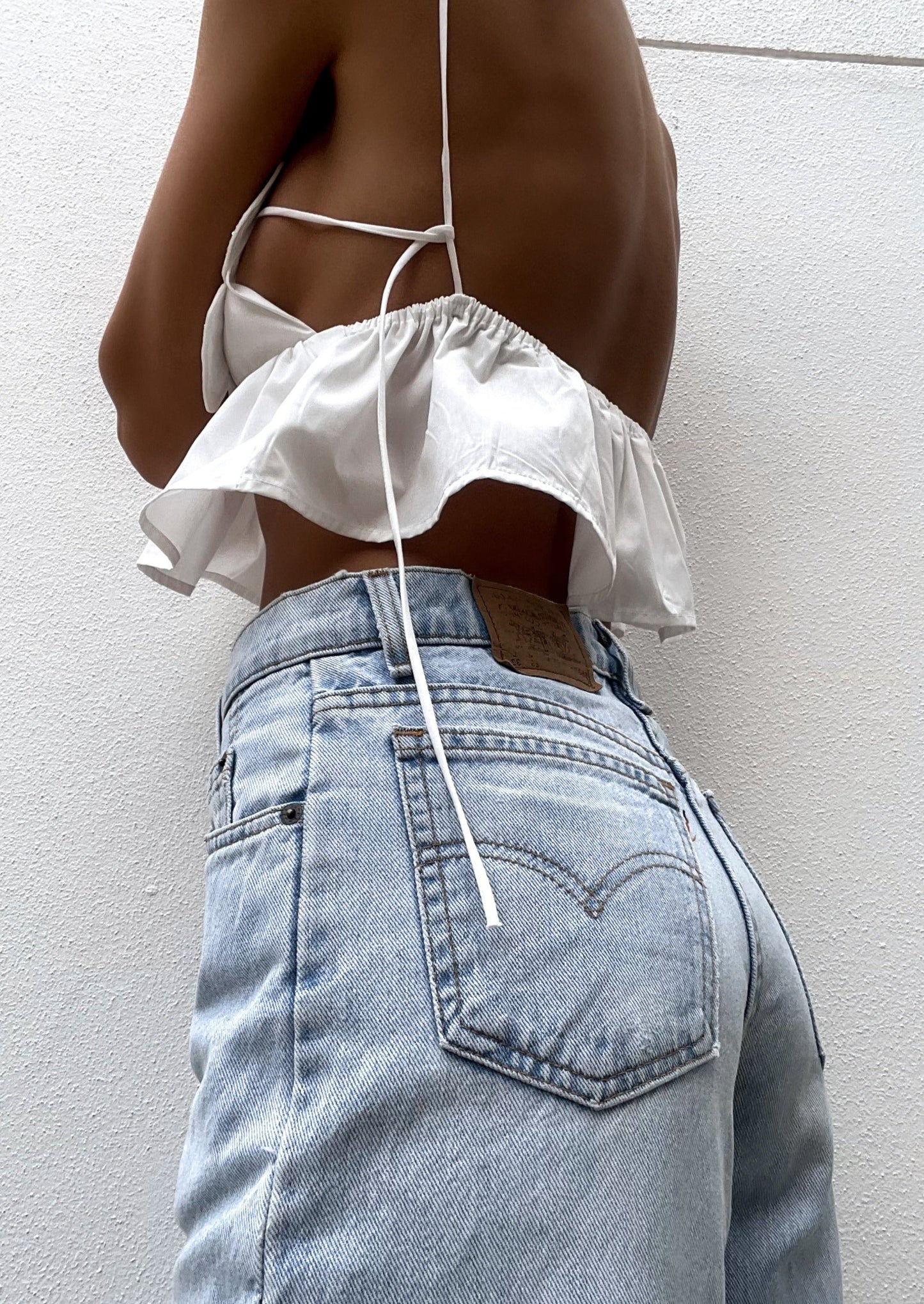 Damen Weiß Elegantes Ärmelloses Arabella Top