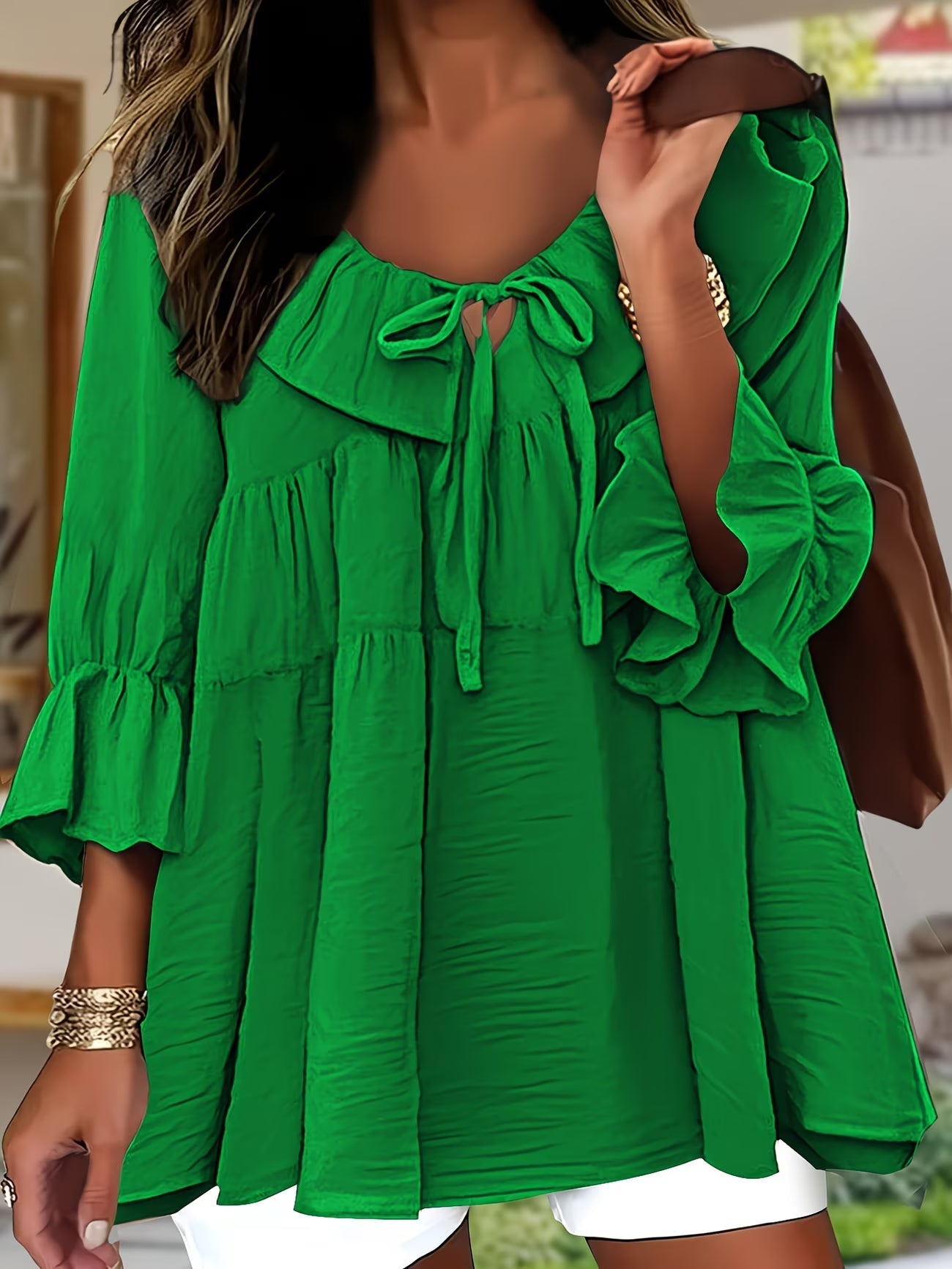 Elegante Bluse mit Rüschenkragen für Damen