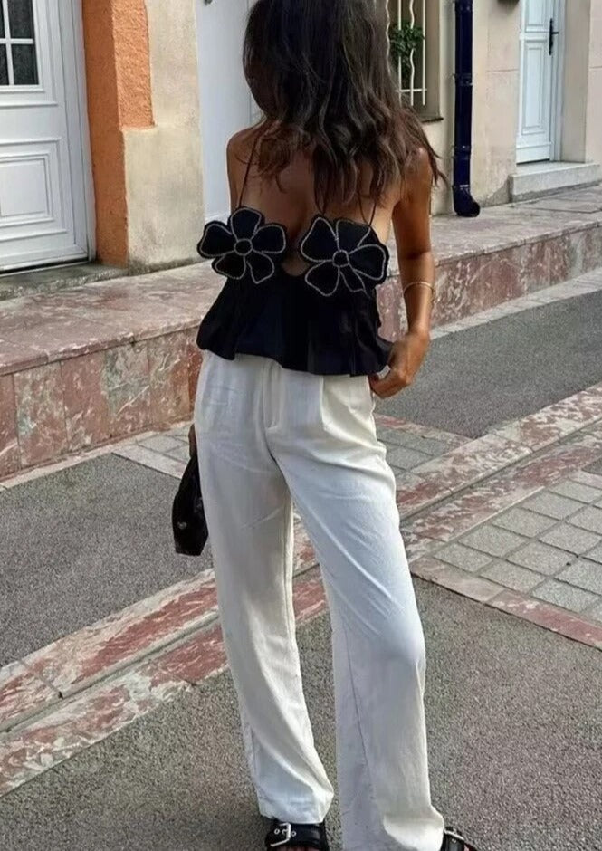 Damen Schwarzes Ärmelloses Arabella Top