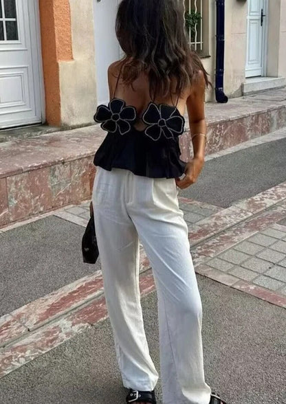 Damen Schwarzes Ärmelloses Arabella Top