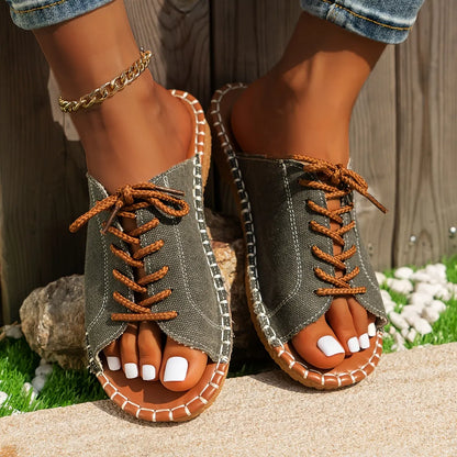 Vintage-Riemchensandalen für Damen mit offener Zehenpartie