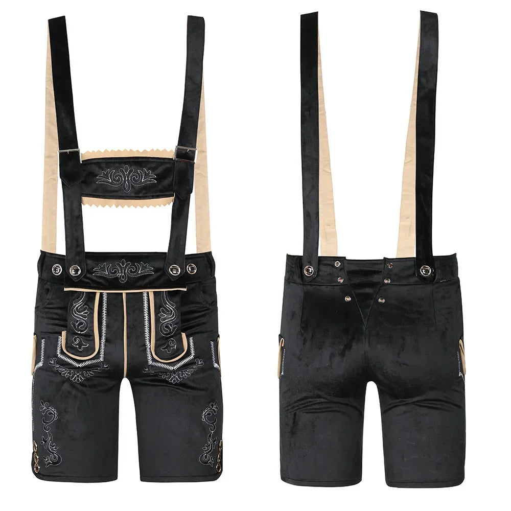 Traditionelles Lederhosen-Kostüm in Schwarz mit Hosenträgern