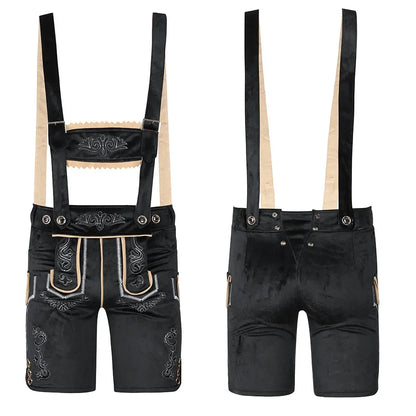 Traditionelles Lederhosen-Kostüm in Schwarz mit Hosenträgern