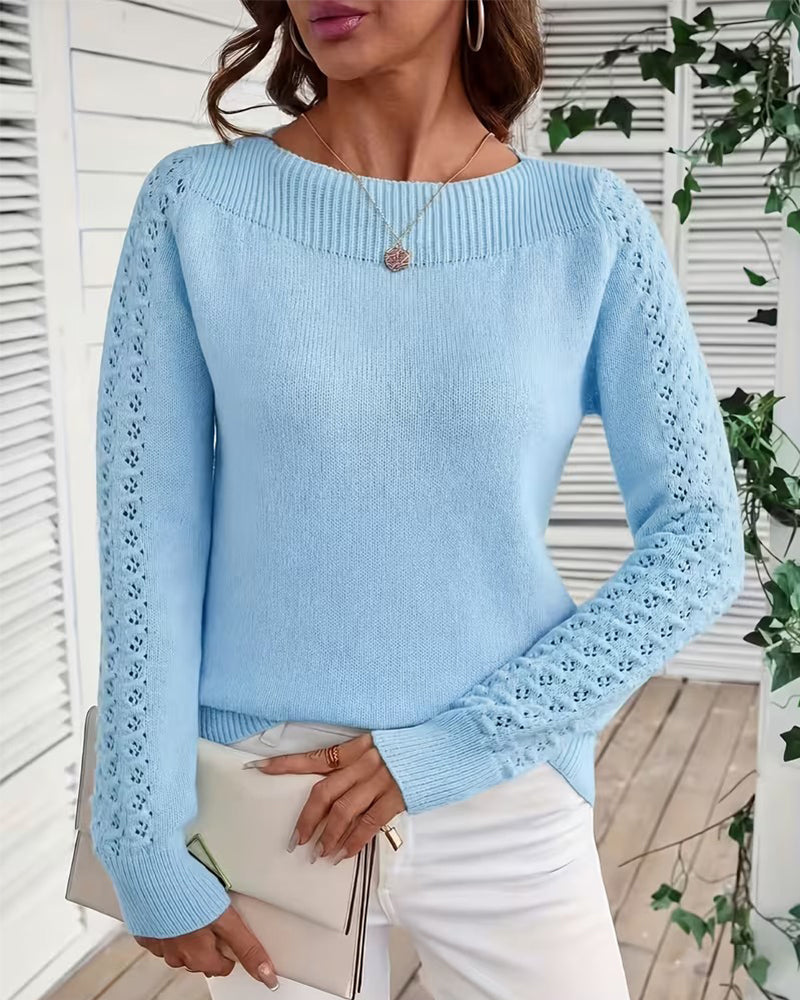 Strickpullover für Damen mit elegantem Bootsausschnitt und langen Ärmeln
