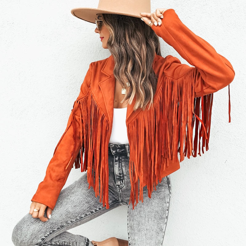 Jacke Mit Fransen Im Boho Stil