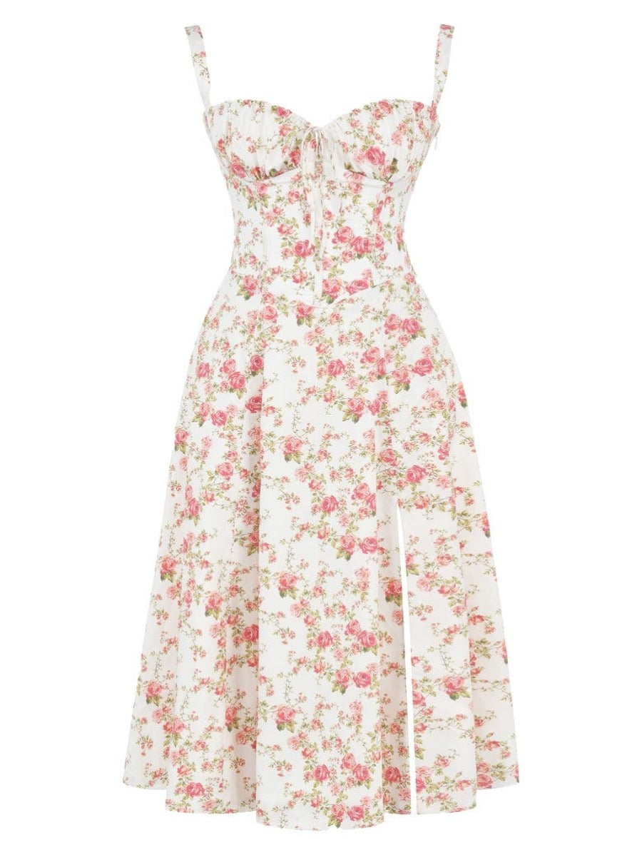 Florales Bustier-Midriff-Cutout-Bodycon-Kleid