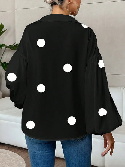 Modische Damenbluse mit Polka Dots für Büro, Freizeit und Übergangszeit