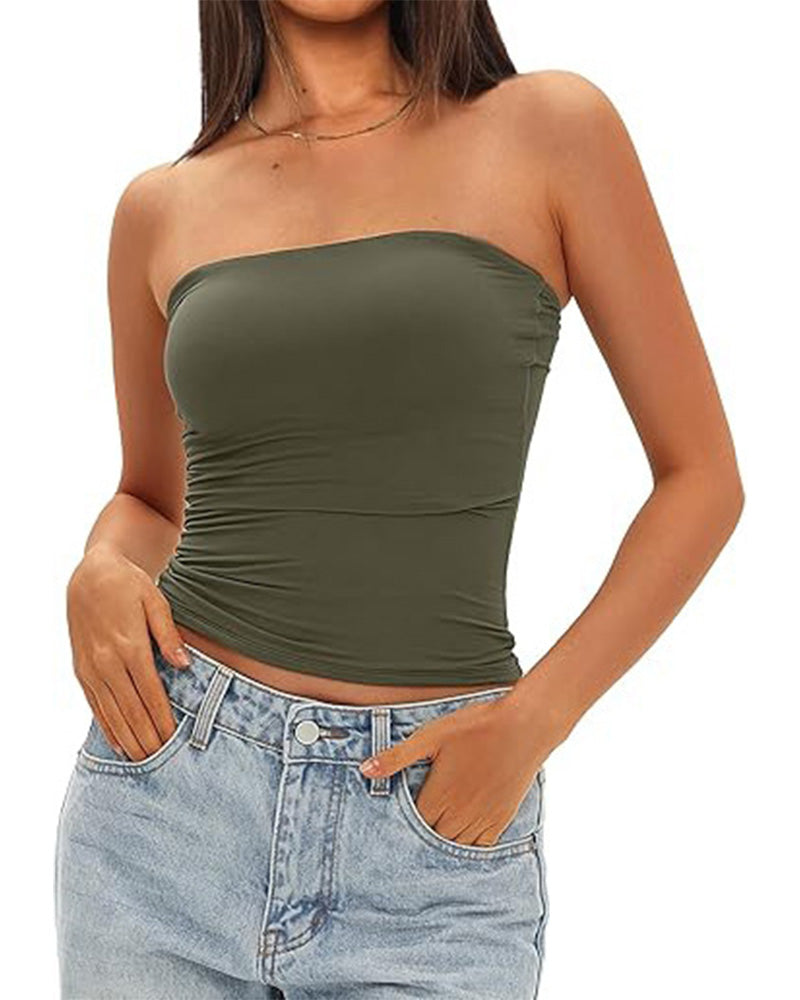 Damen Basic-Tanktop kurz und enganliegend in Uni-Farbe