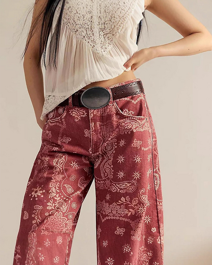 Damenjeans mit Print und mittlerer Leibhöhe, Detailansicht
