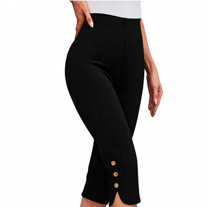 High-Waist Stretch-Culottes mit seitlichen Knopfdetails für Damen