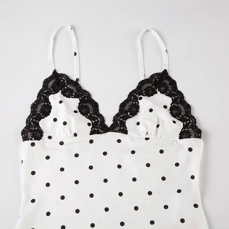 Ärmelloses langes Kleid mit Polka-Dots