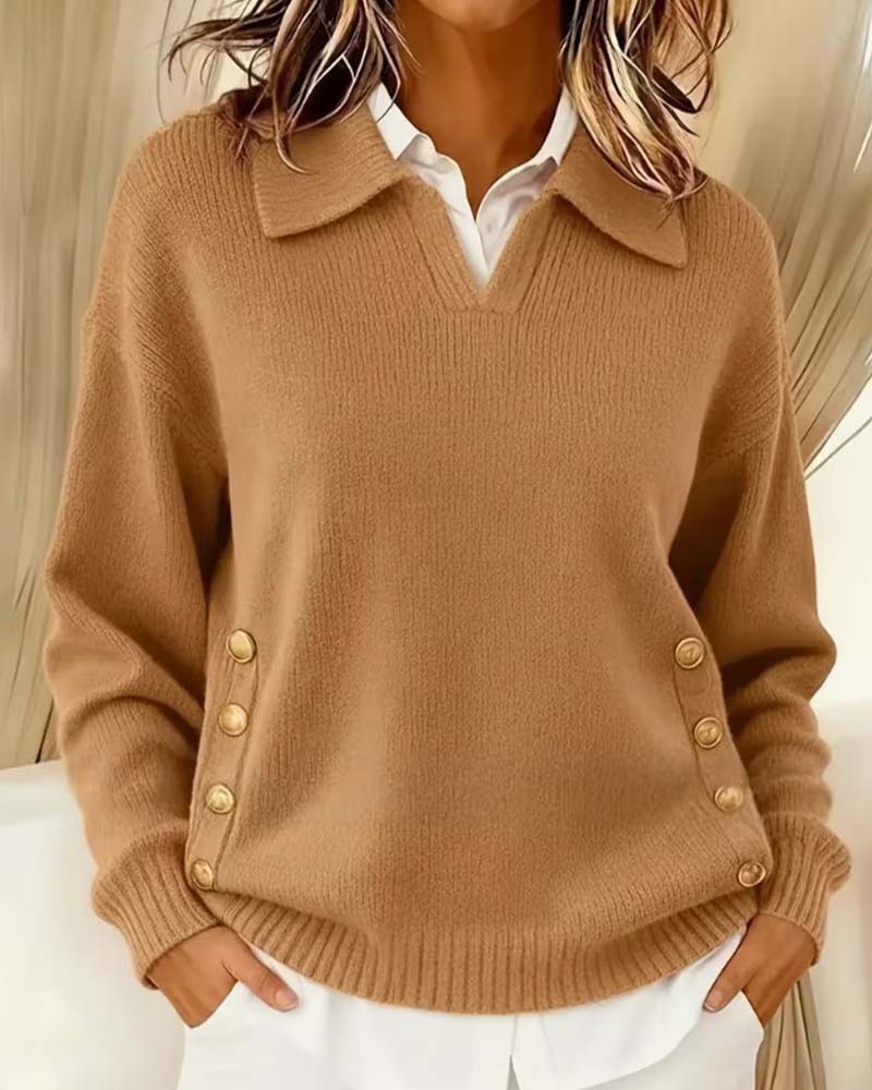 Pullover Mit Reverskragen Und Langen Ärmeln