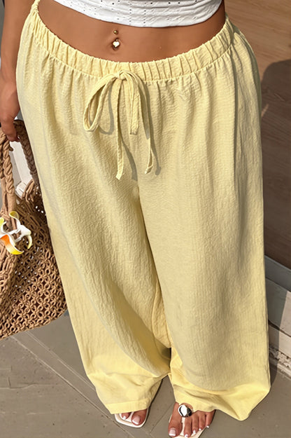 Damen weite Hose mit hoher Taille in Uni in Seitenansicht
