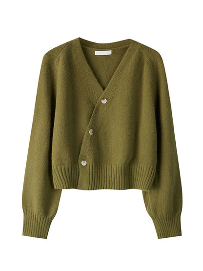 Damen Kaschmir V-Ausschnitt Locker Gestrickter Cardigan