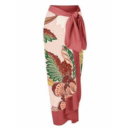 Damen Retro Print Leichtgewicht Langer Strandrock Überwurf