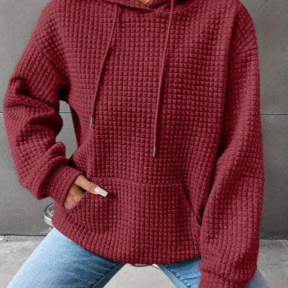 Damen Strukturierter Kapuzenpullover Mit Waffelstruktur