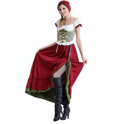 Damen Dirndl Mit Traditioneller Schnürbrust Und Schürze